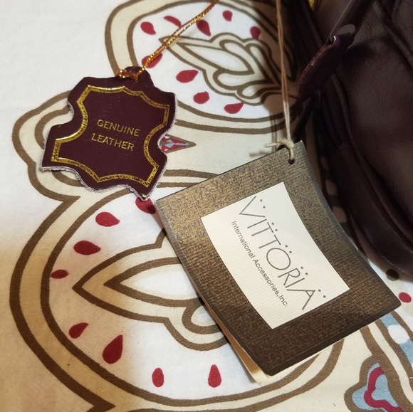 Vittoria Purse Genuine Leather Maroon/Burgundy Satchel Bag New with Tags - Picture 10 of 11